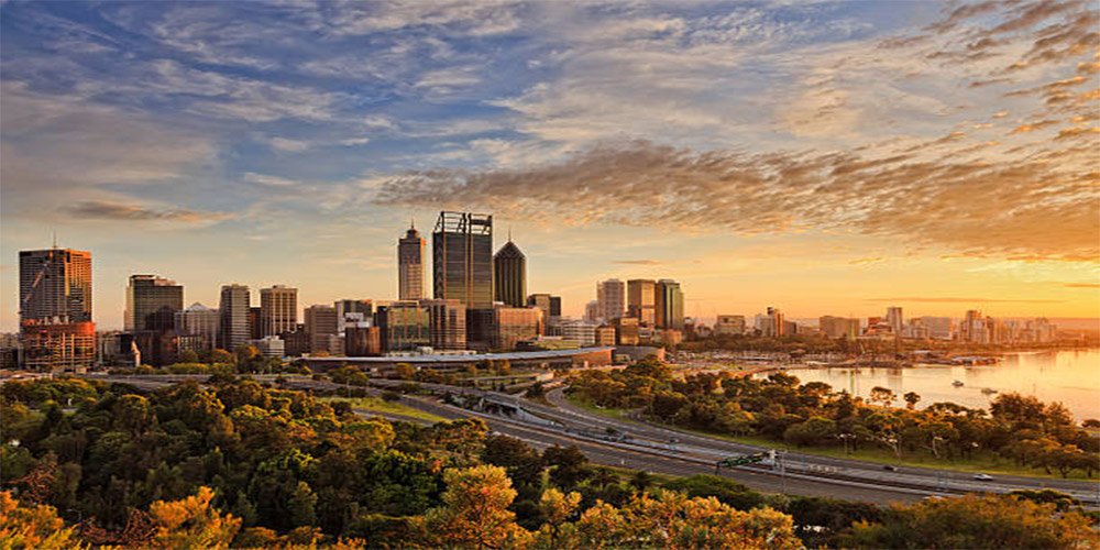Perth city view during sunset